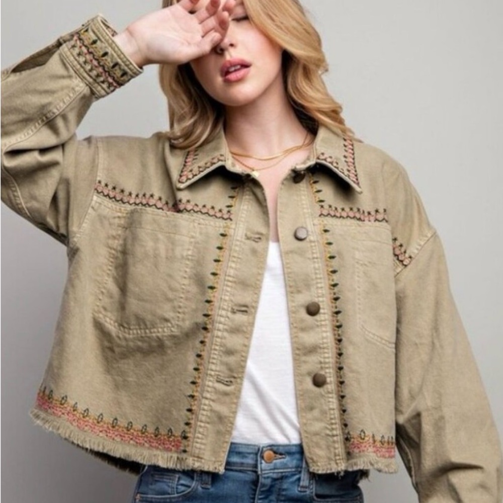 Zara Green Embroidered Women's Jacket